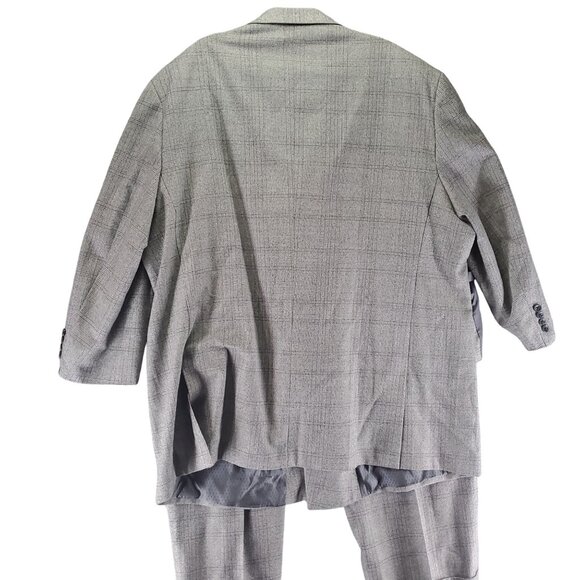 Royal Diamond Suit Mens 56R 50x26 Gray Plaid Wool Three Piece Set - Picture 5 of 16